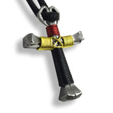 Red - Yellow - Black Horseshoe Nail Cross Necklace