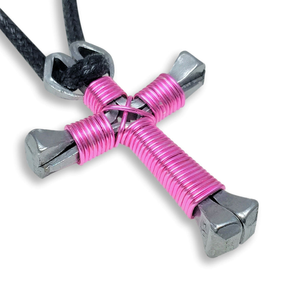 Rose Horseshoe Nail Cross Necklace