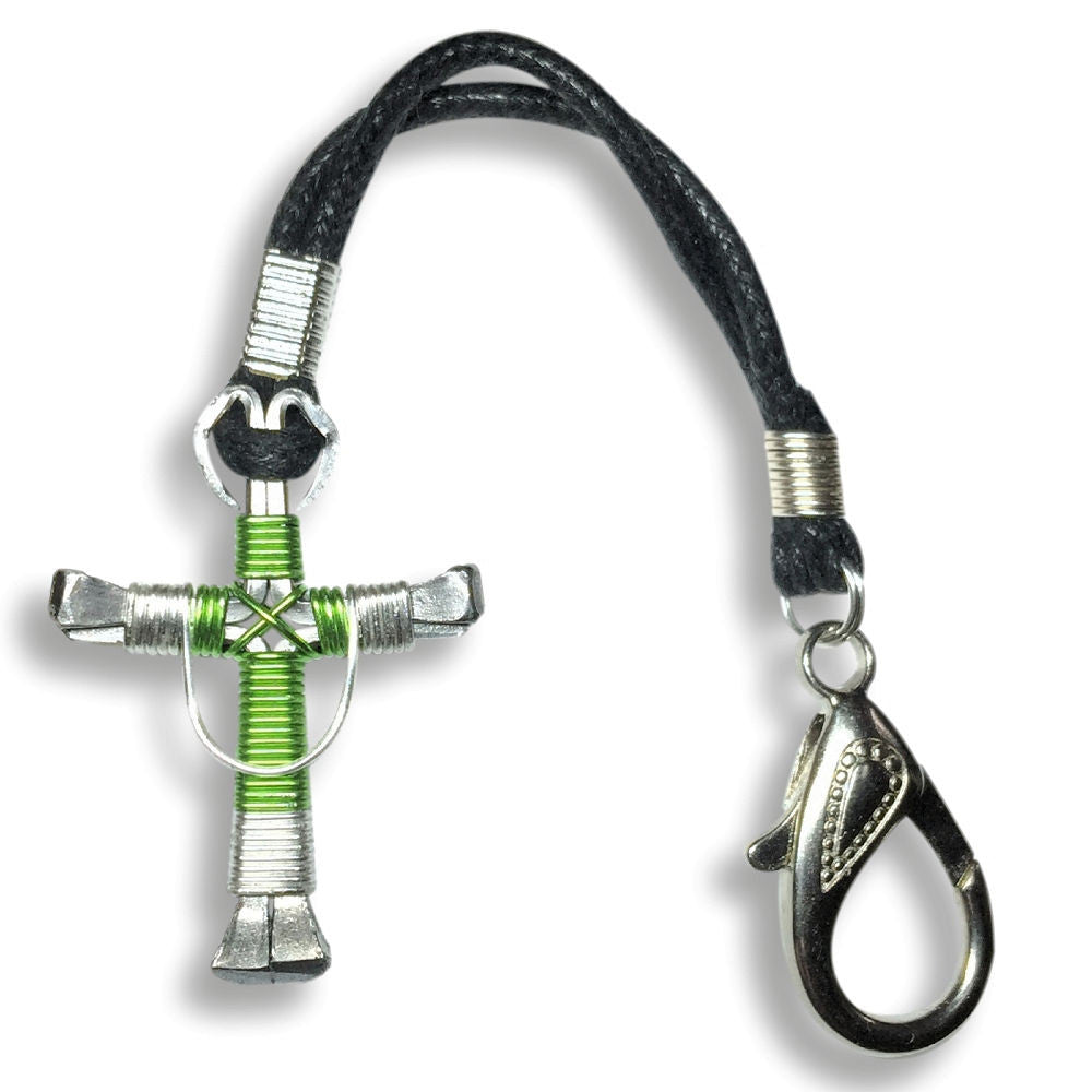 Swag Lime Green & Silver Horseshoe Nail Cross Zipper Pull