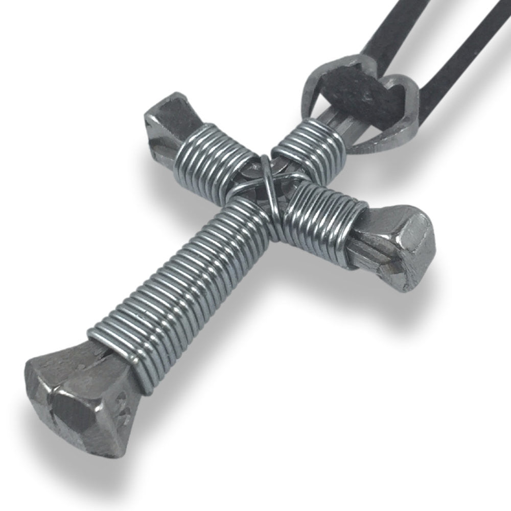 Titanium Horseshoe Nail Cross Necklace