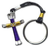Purple & Yellow Horseshoe Nail Cross