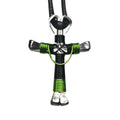 Swag Black & Lime Horseshoe Nail Cross Necklace