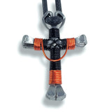 Swag Black & Orange Horseshoe Nail Cross Necklace