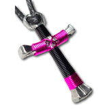 Sport Black and Hot Pink Horseshoe Nail Cross