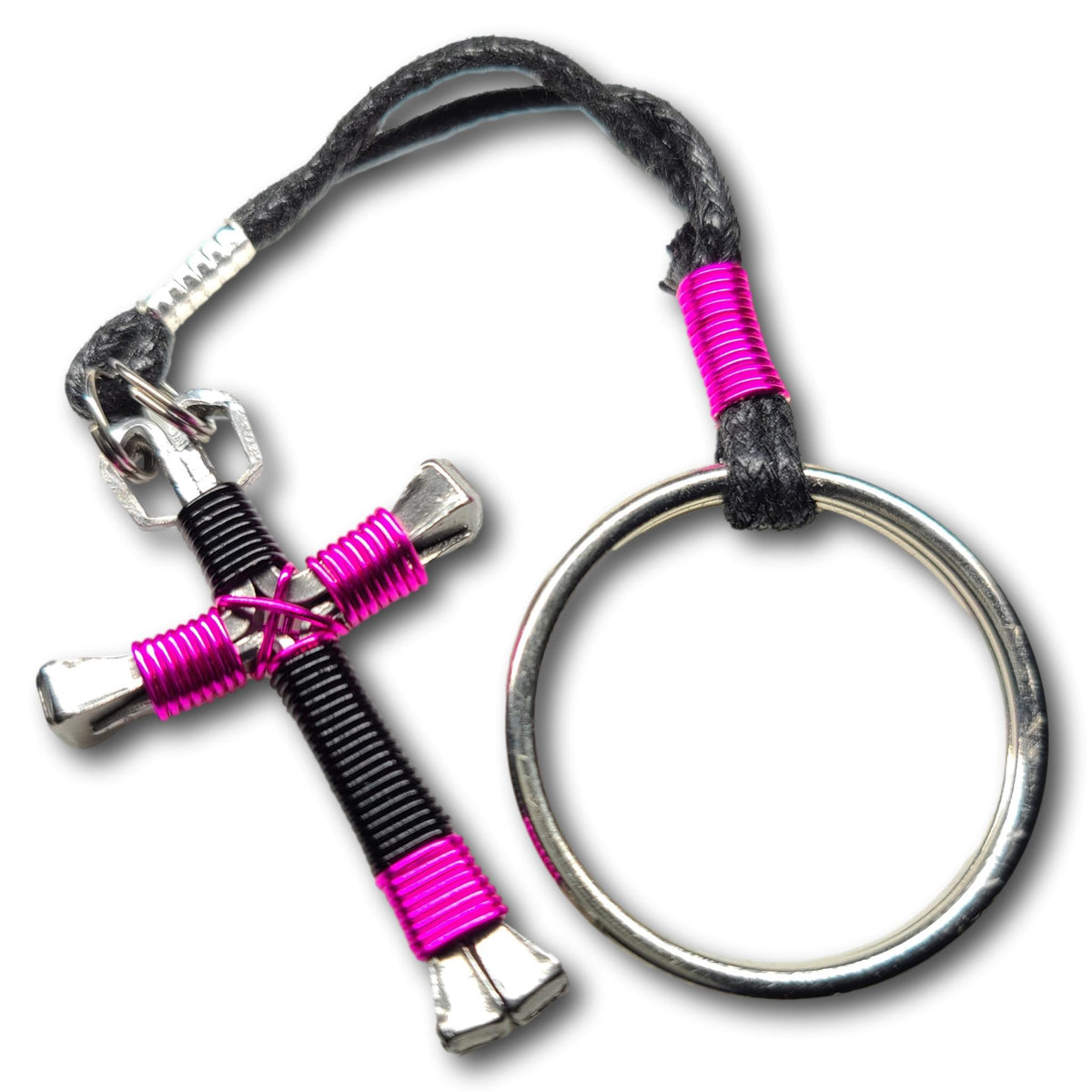 Sport Black and Hot Pink Horseshoe Nail Cross