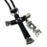 Black Horseshoe Nail Cross Key Chain