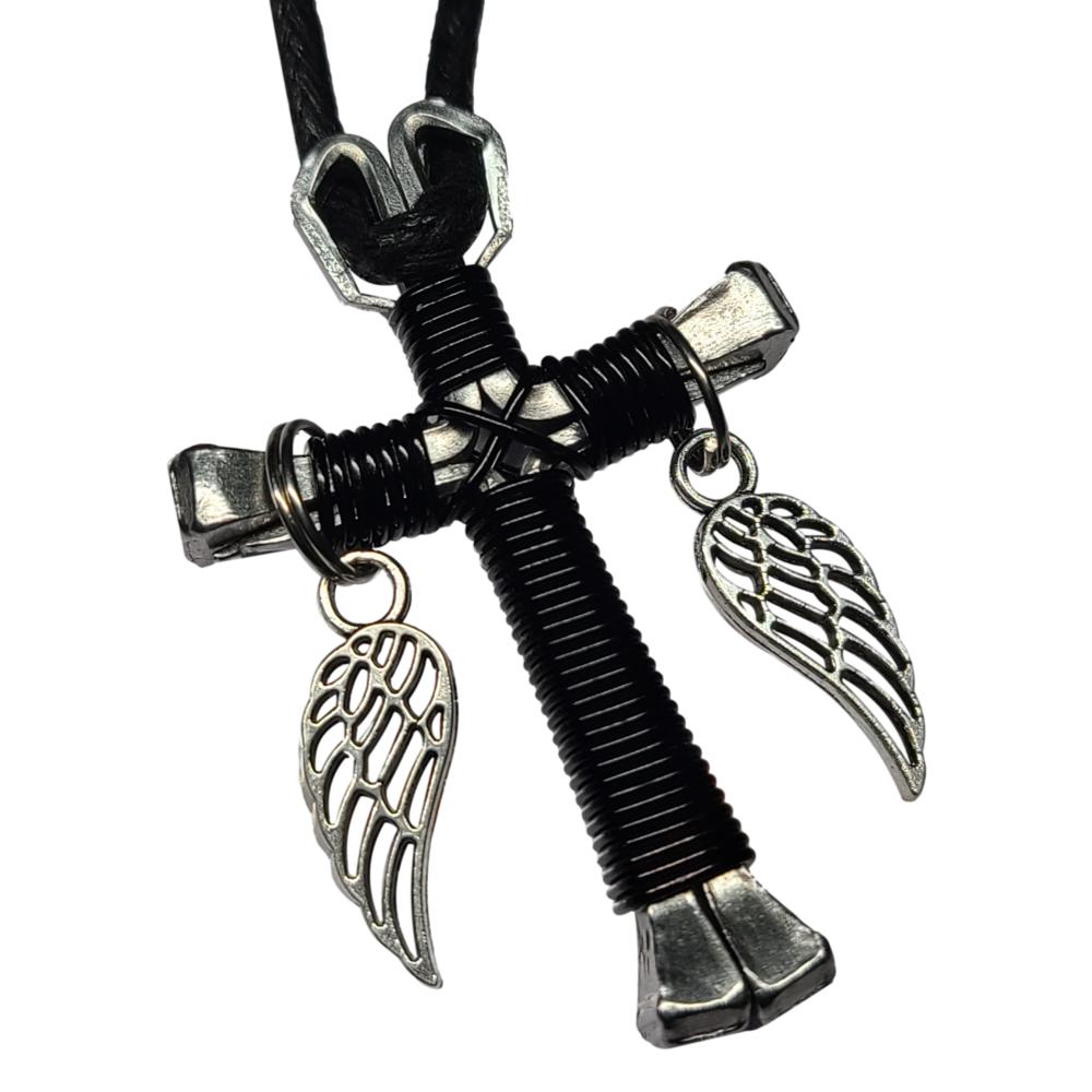 Black Horseshoe Nail Cross