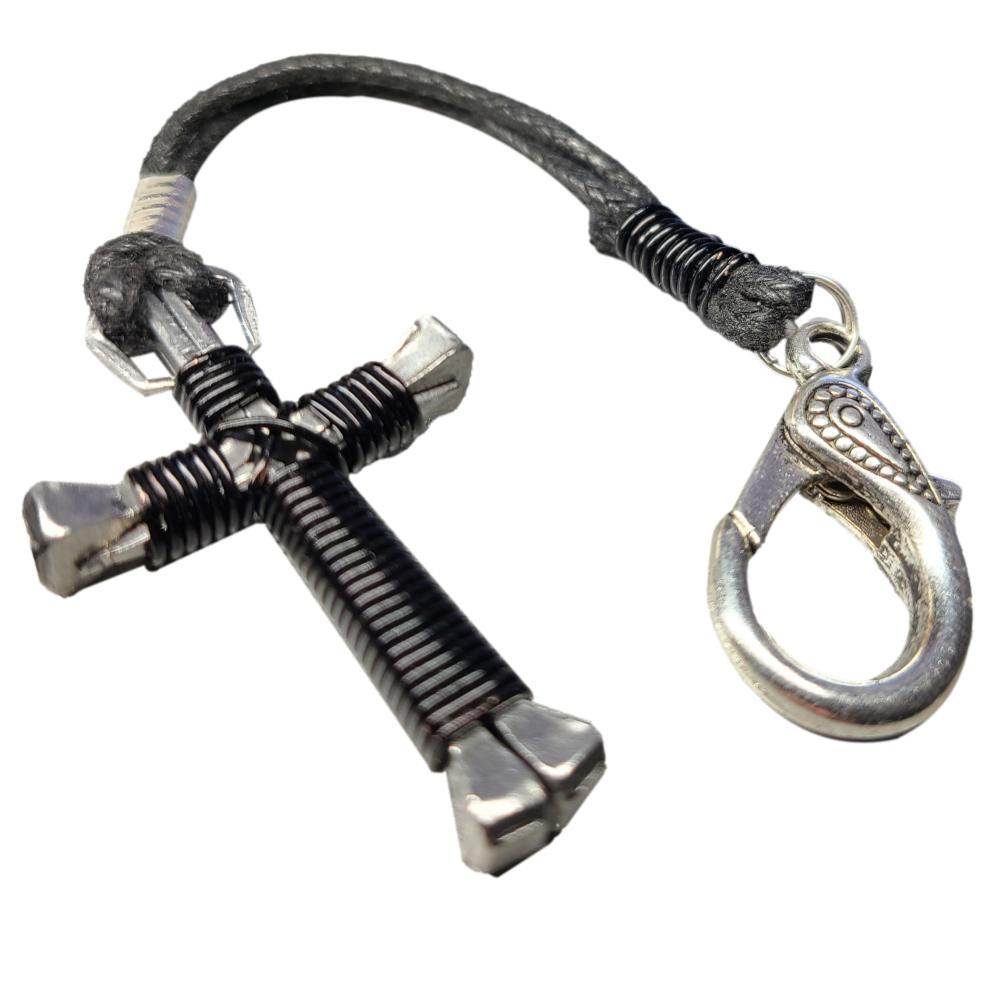 Black Horseshoe Nail Cross Zipper Pull