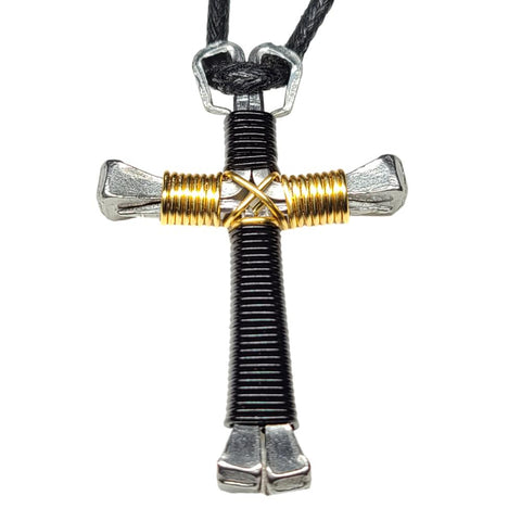 Black & Gold Horseshoe Nail Cross