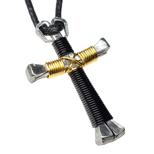 Black & Gold Horseshoe Nail Cross