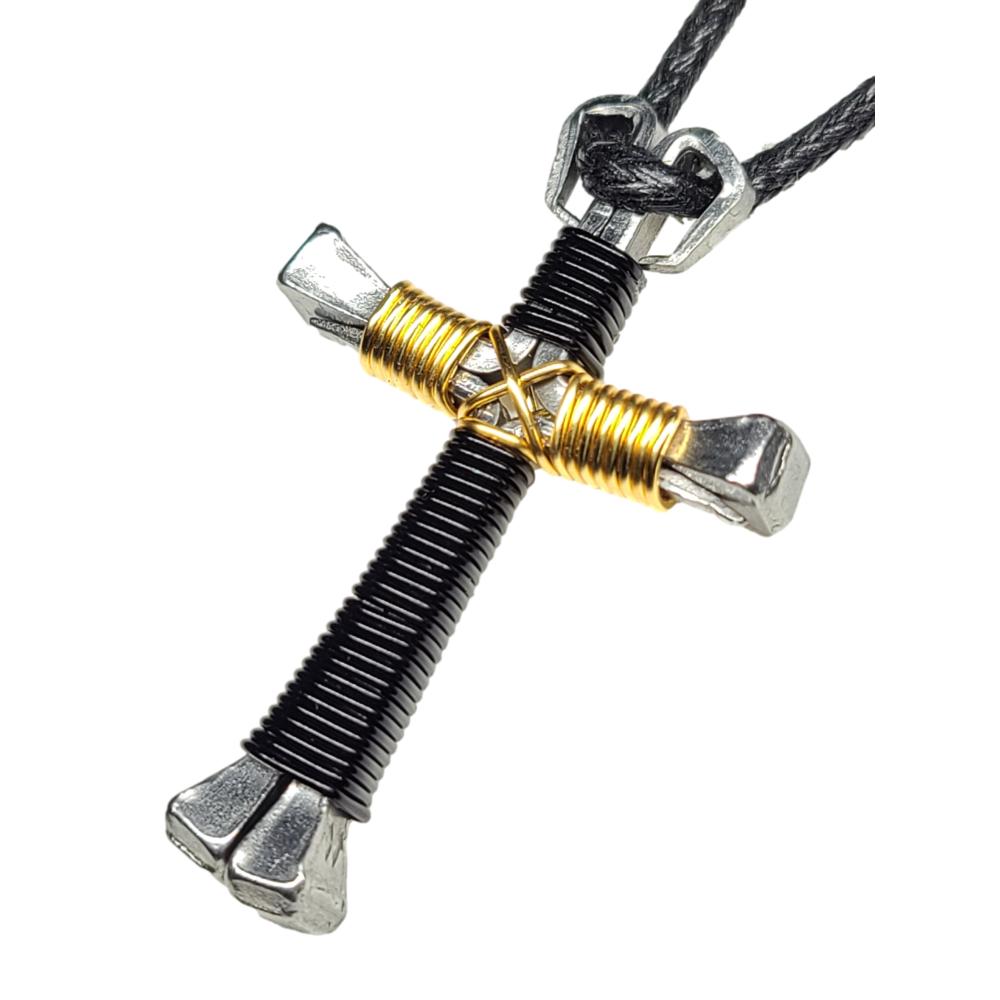 Black & Gold Horseshoe Nail Cross