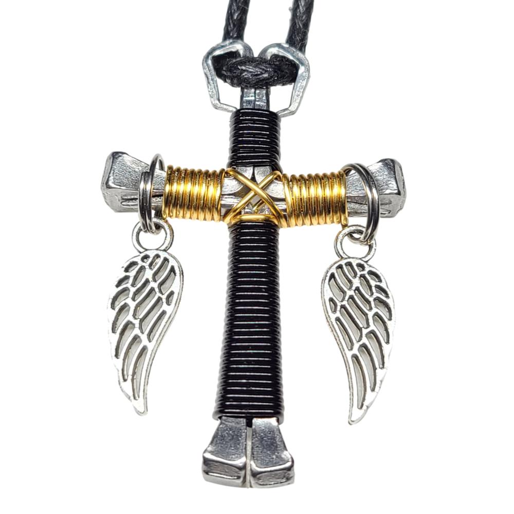 Black & Gold Horseshoe Nail Cross