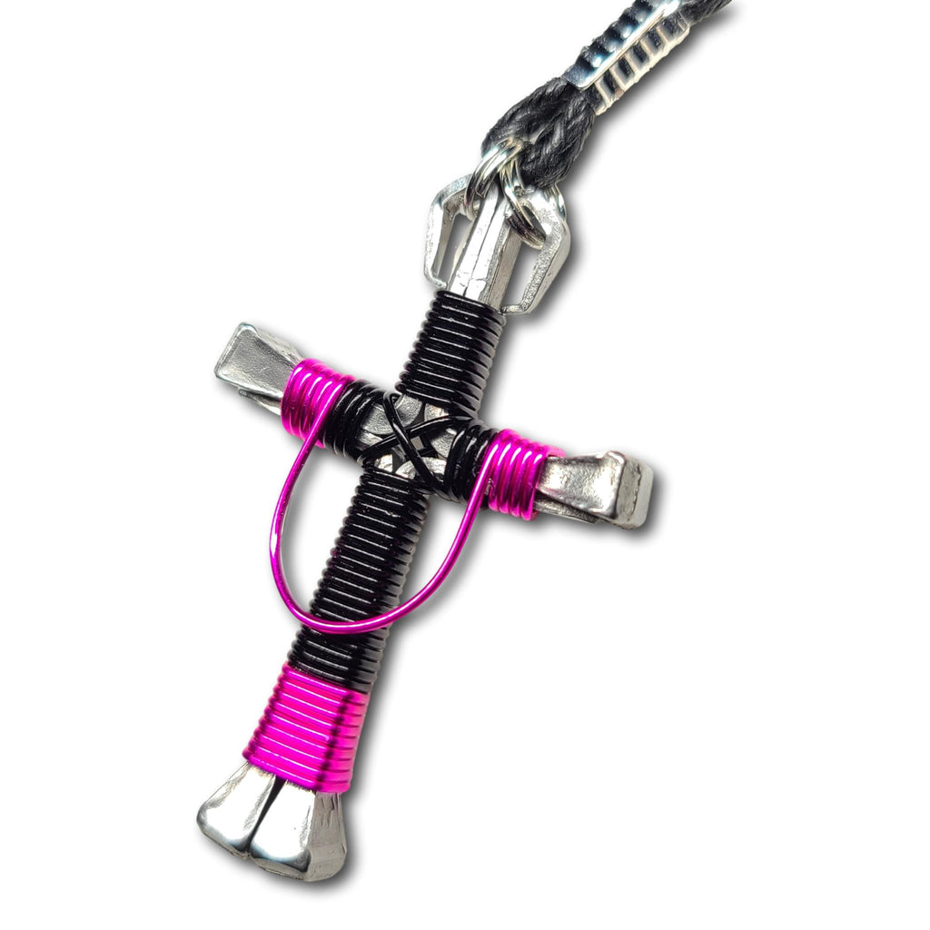 Swag Black & Hot Pink Horseshoe Nail Cross