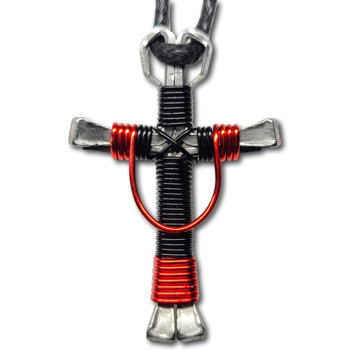 Swag Black & Red Horseshoe Nail Cross