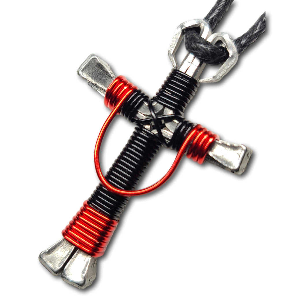 Swag Black & Red Horseshoe Nail Cross