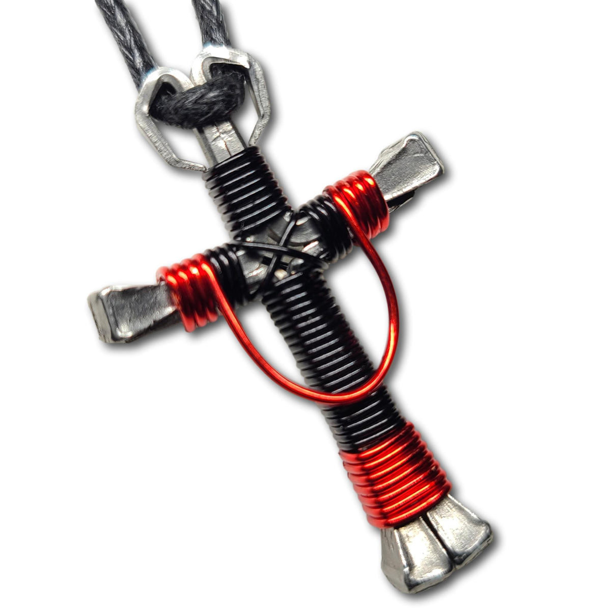 Swag Black & Red Horseshoe Nail Cross