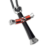 Black & Red Horseshoe Nail Cross