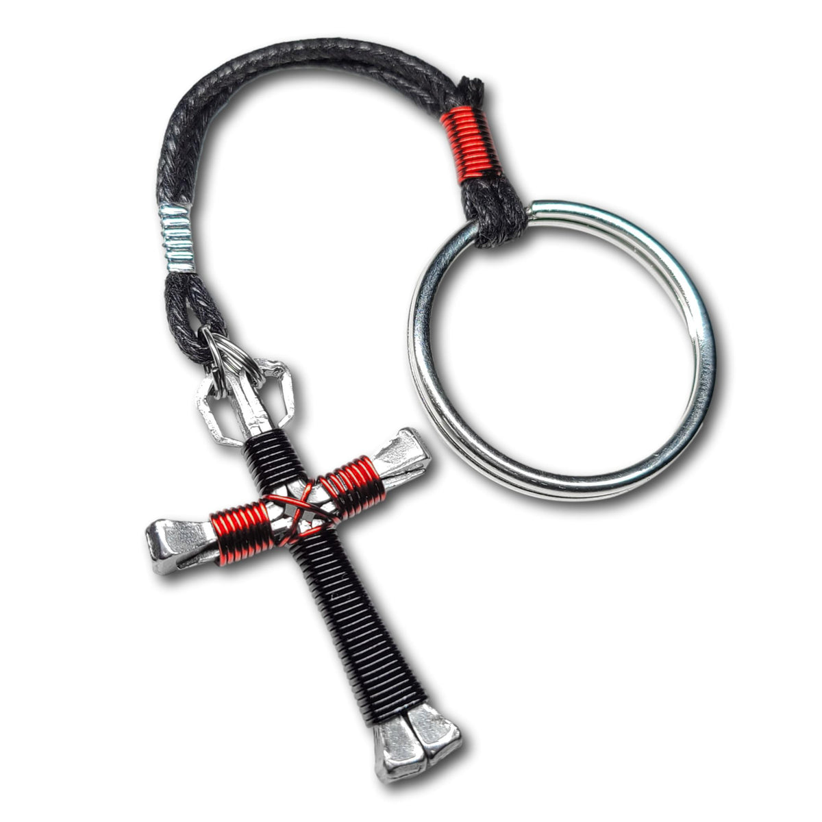 Black & Red Horseshoe Nail Cross