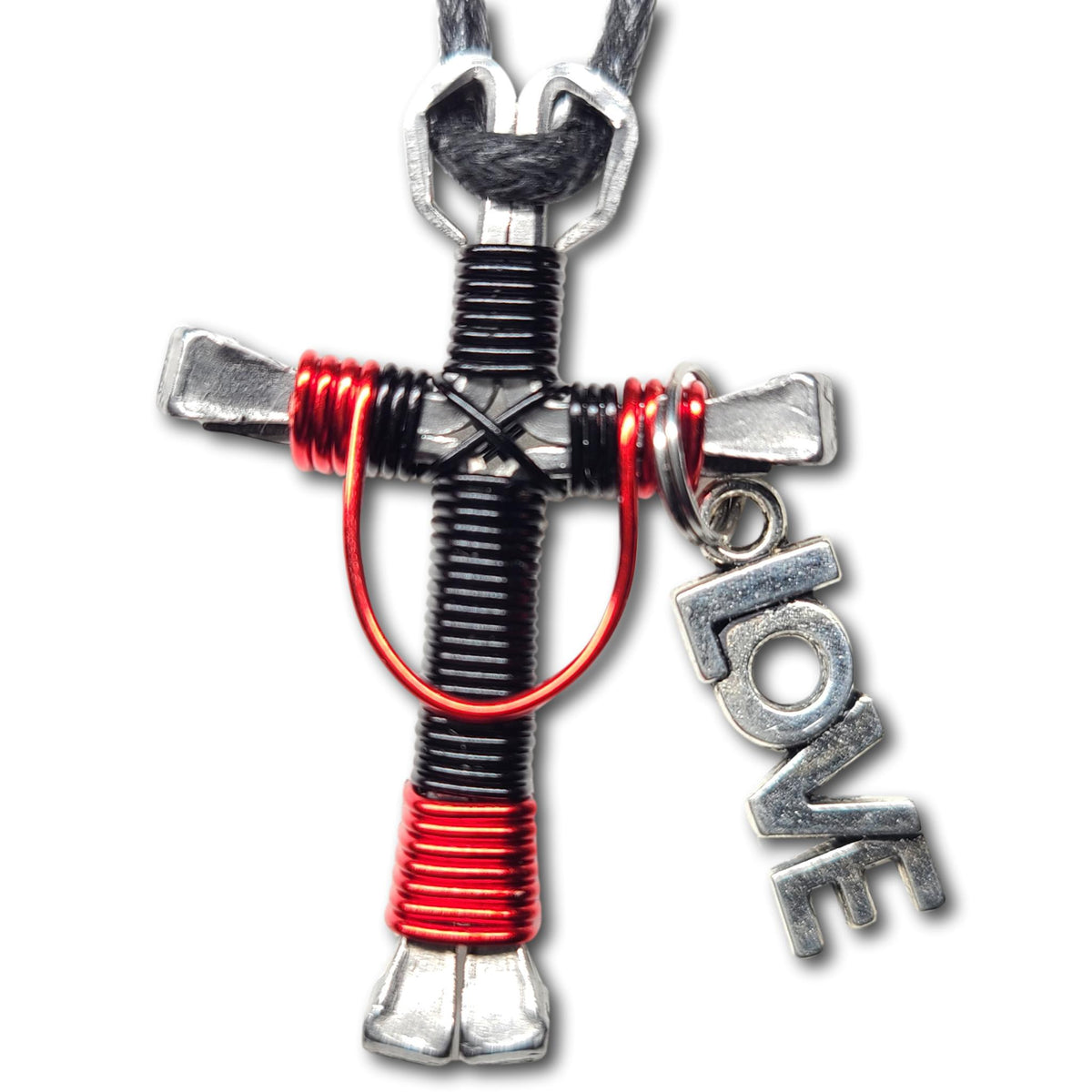 Swag Black & Red Horseshoe Nail Cross