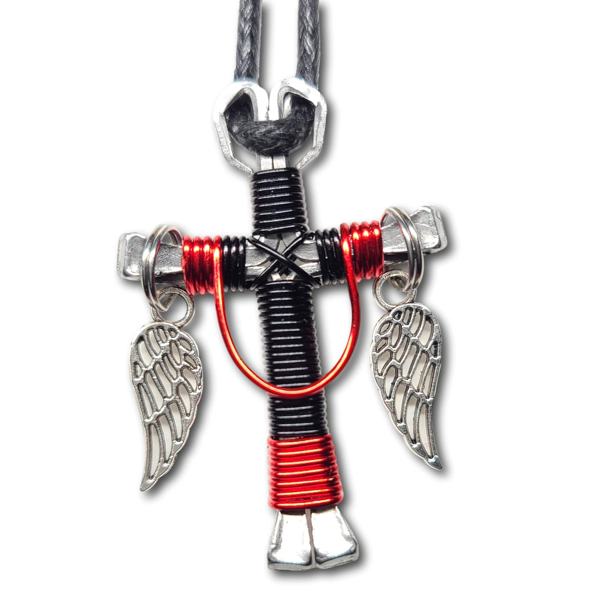 Swag Black & Red Horseshoe Nail Cross