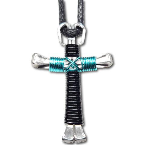 Horseshoe Nail Cross Necklace Dangle Design Horseshoe Nail Cross