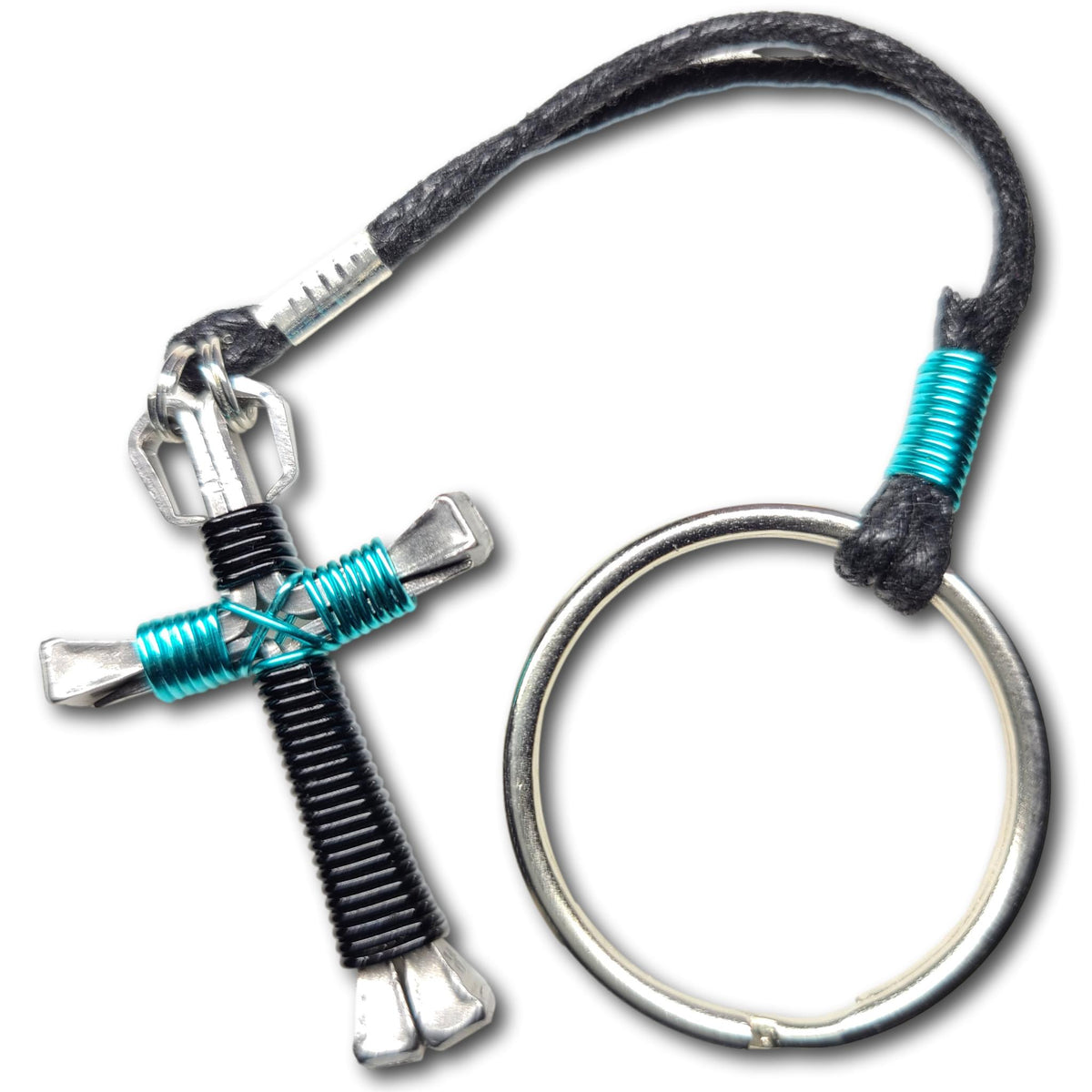 Black & Seafoam Green Horseshoe Nail Cross