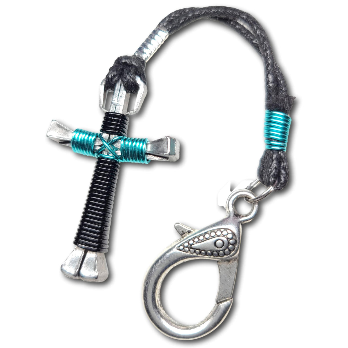 Black & Seafoam Green Horseshoe Nail Cross