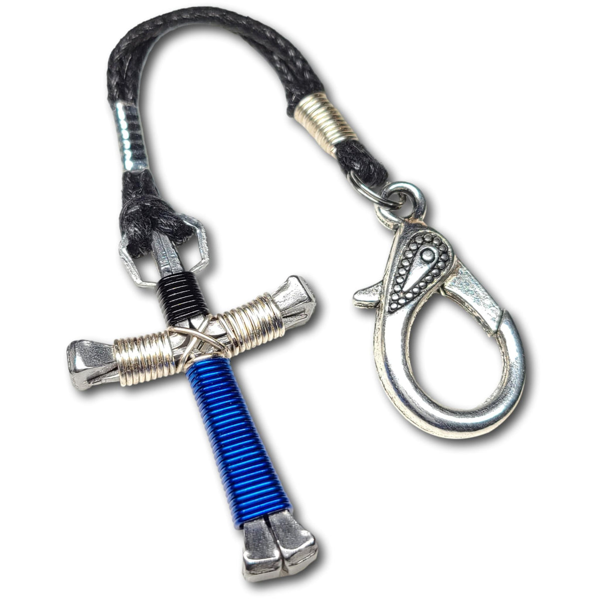 Black/Silver/Blue Horseshoe Nail Cross