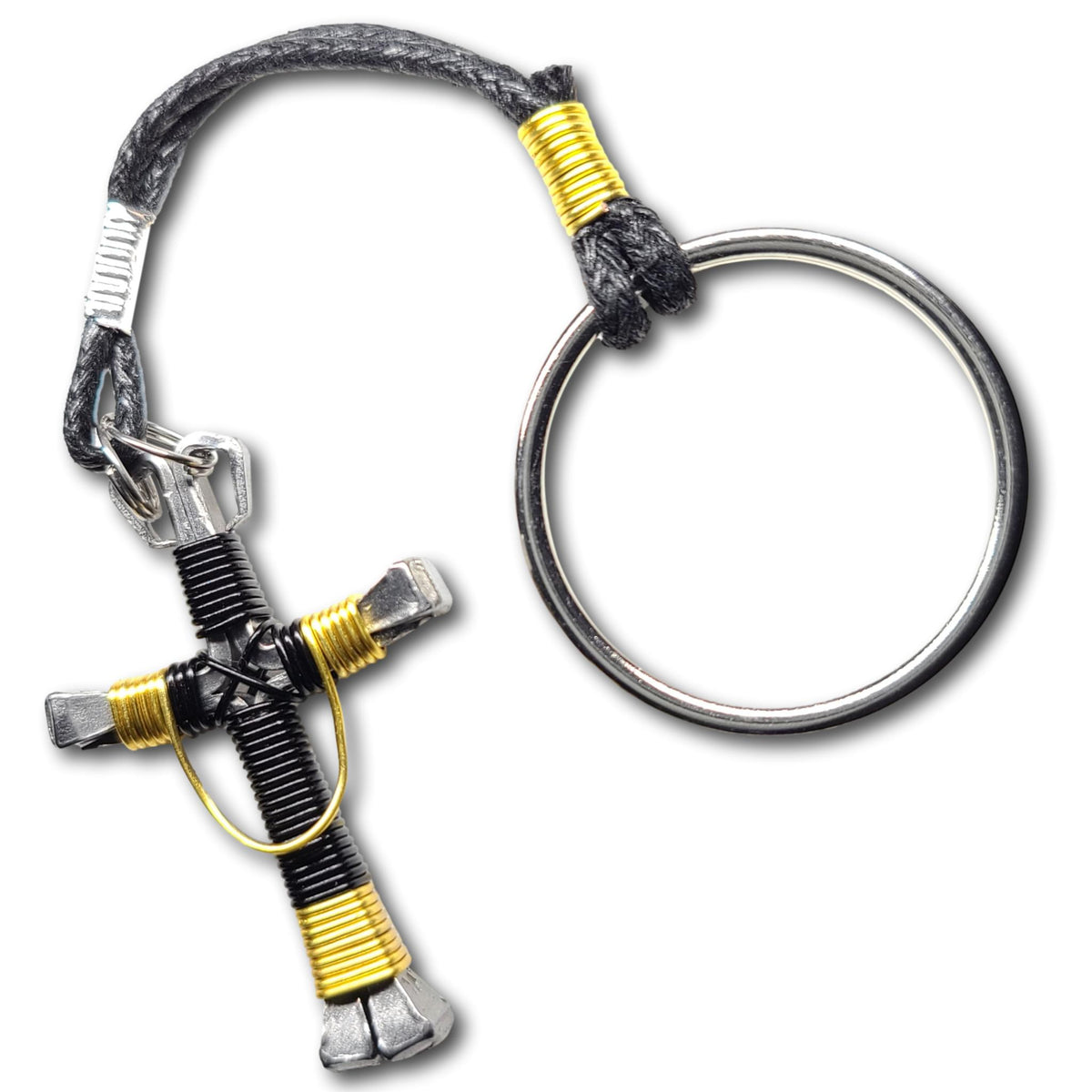 Swag Black & Yellow Horseshoe Nail Cross