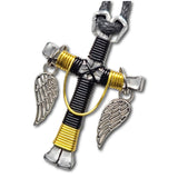 Swag Black & Yellow Horseshoe Nail Cross