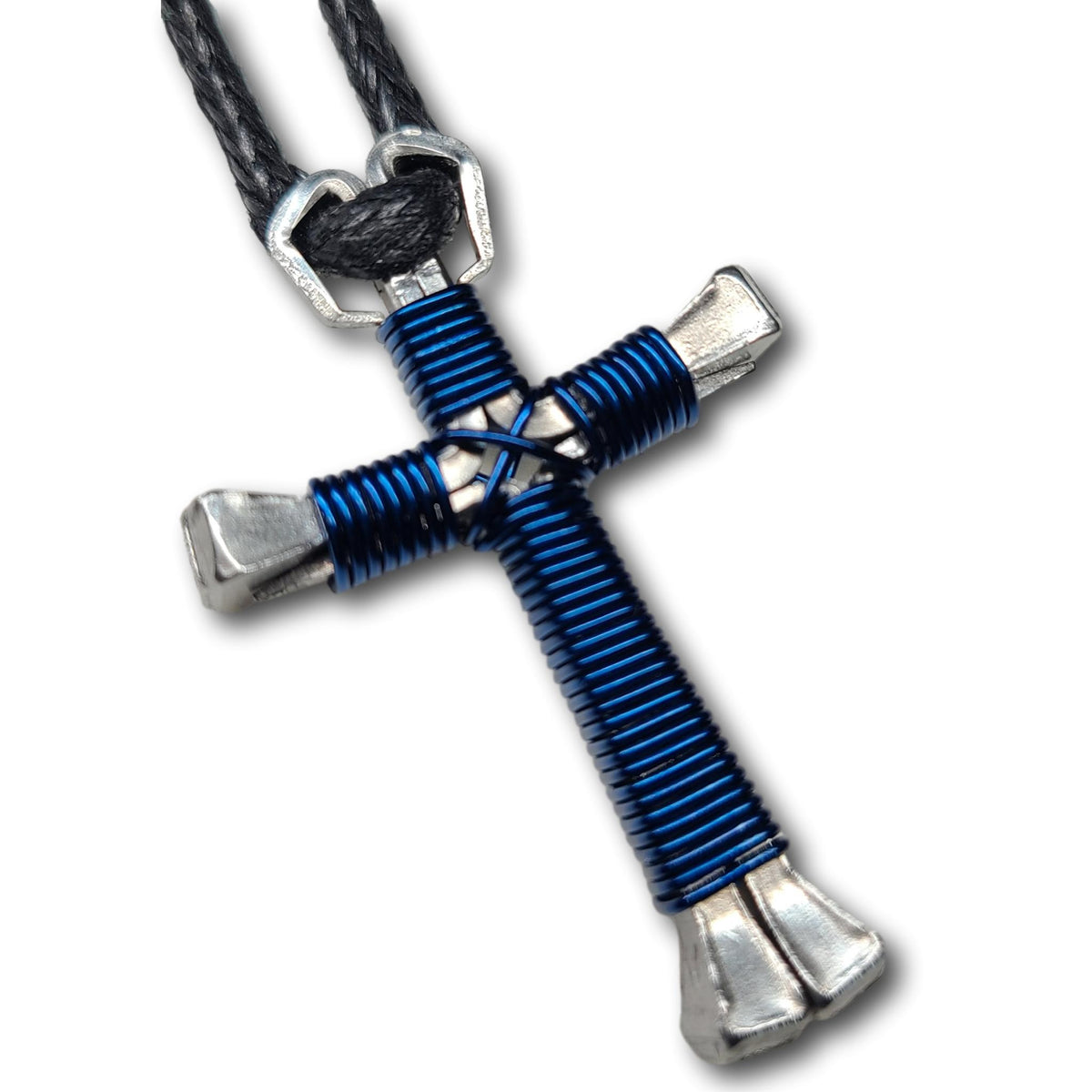 Dark Blue Horseshoe Nail Cross