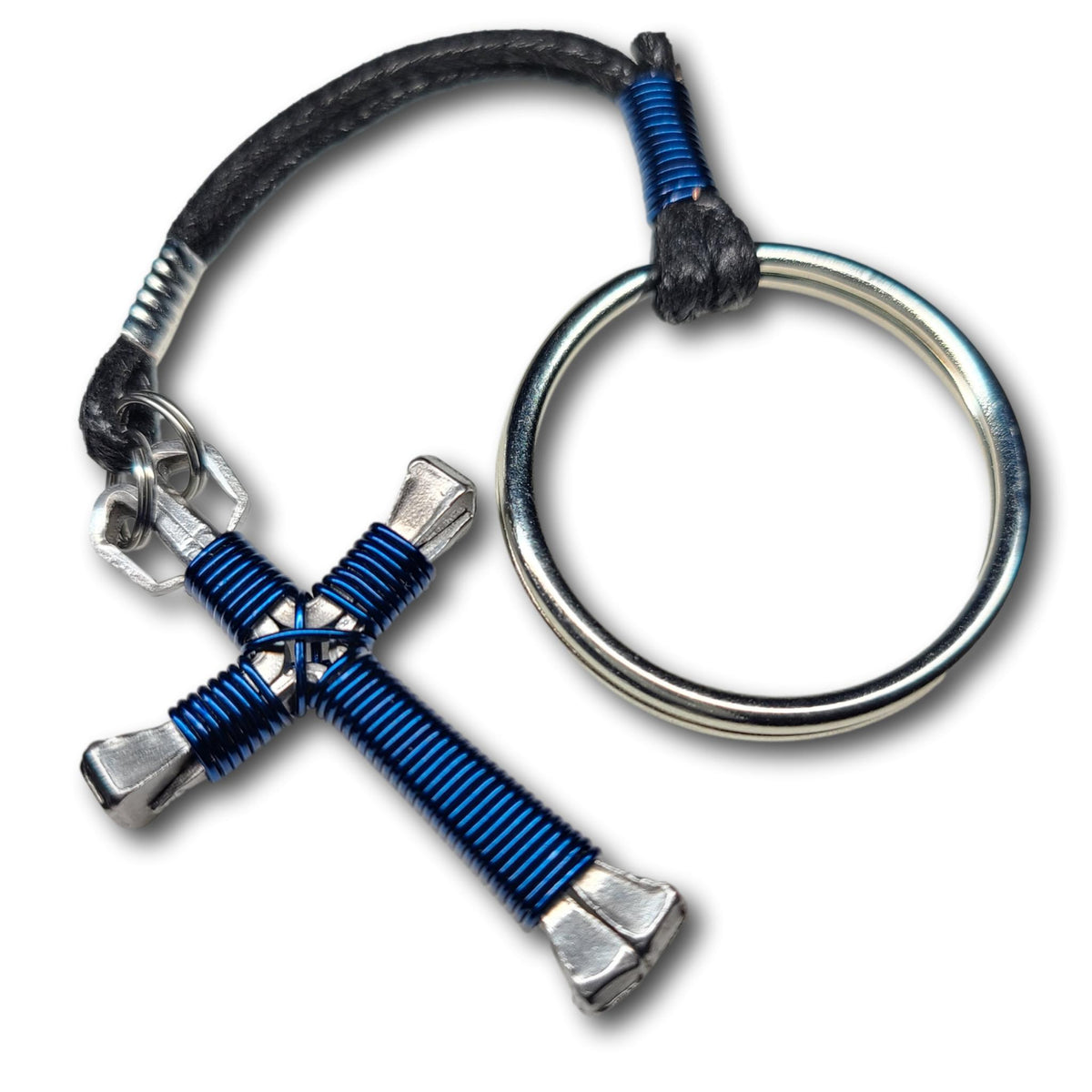 Dark Blue Horseshoe Nail Cross