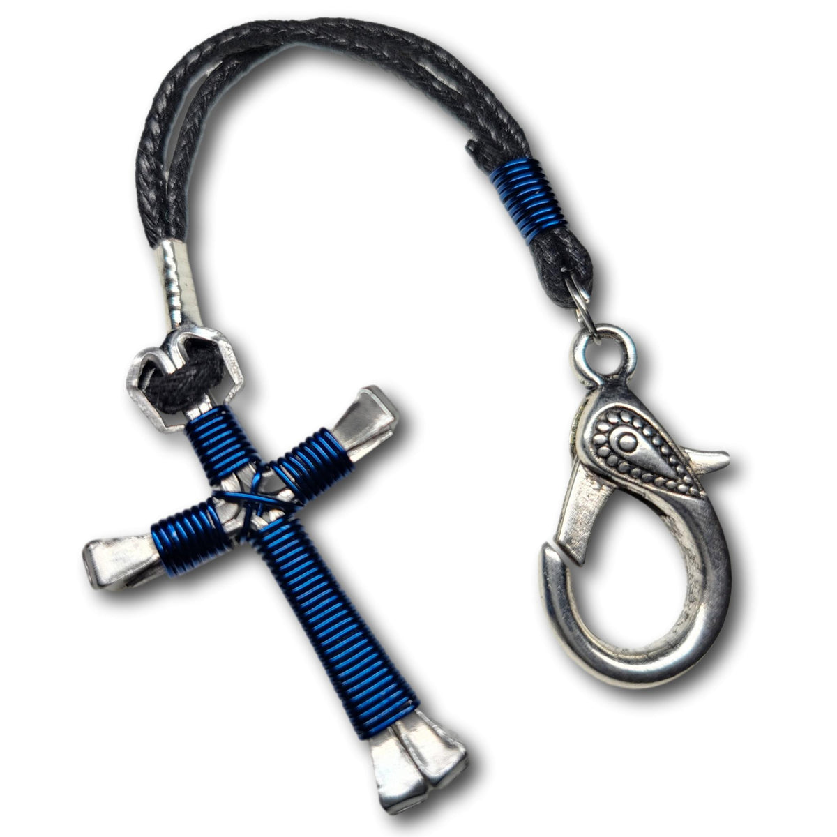 Dark Blue Horseshoe Nail Cross