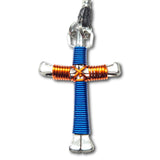 Blue & Orange Horseshoe Nail Cross