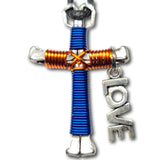 Blue & Orange Horseshoe Nail Cross Key Chain