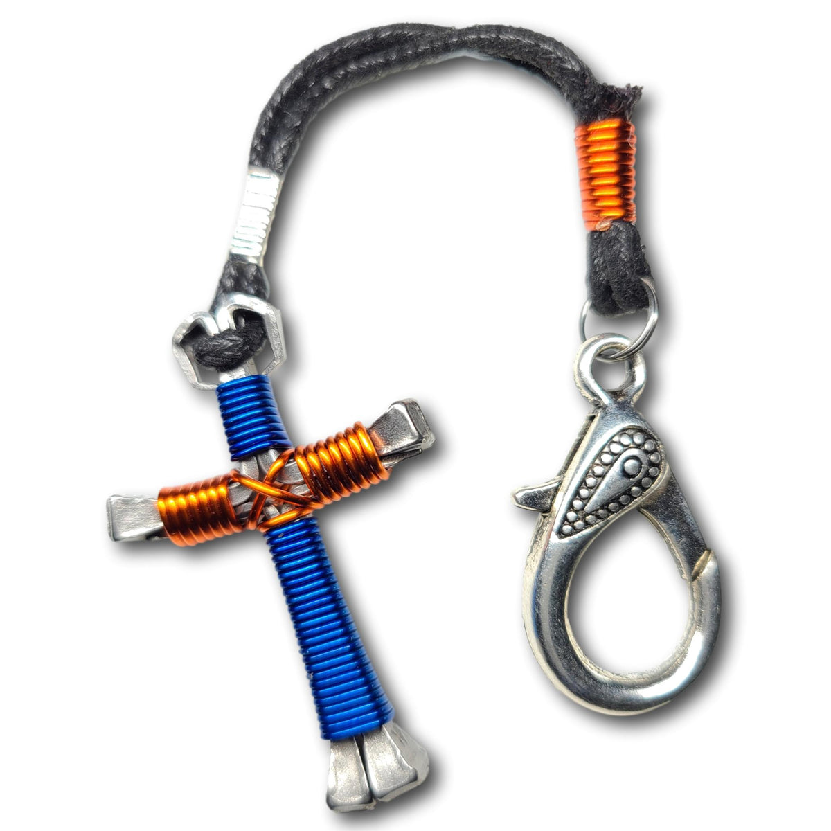 Blue & Orange Horseshoe Nail Cross