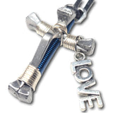 5 Nail Dark Blue and Silver Horseshoe Nail Cross