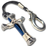 5 Nail Dark Blue and Silver Horseshoe Nail Cross