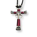 Dangle Burgundy Horseshoe Nail Cross Necklace