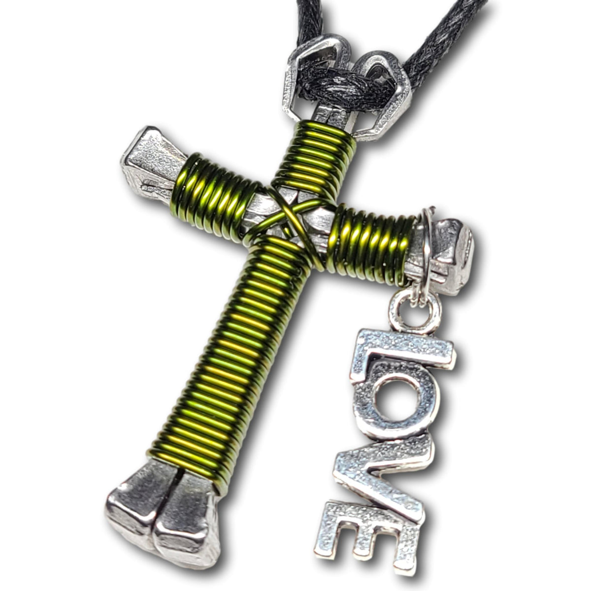 Camo Green Horseshoe Nail Cross