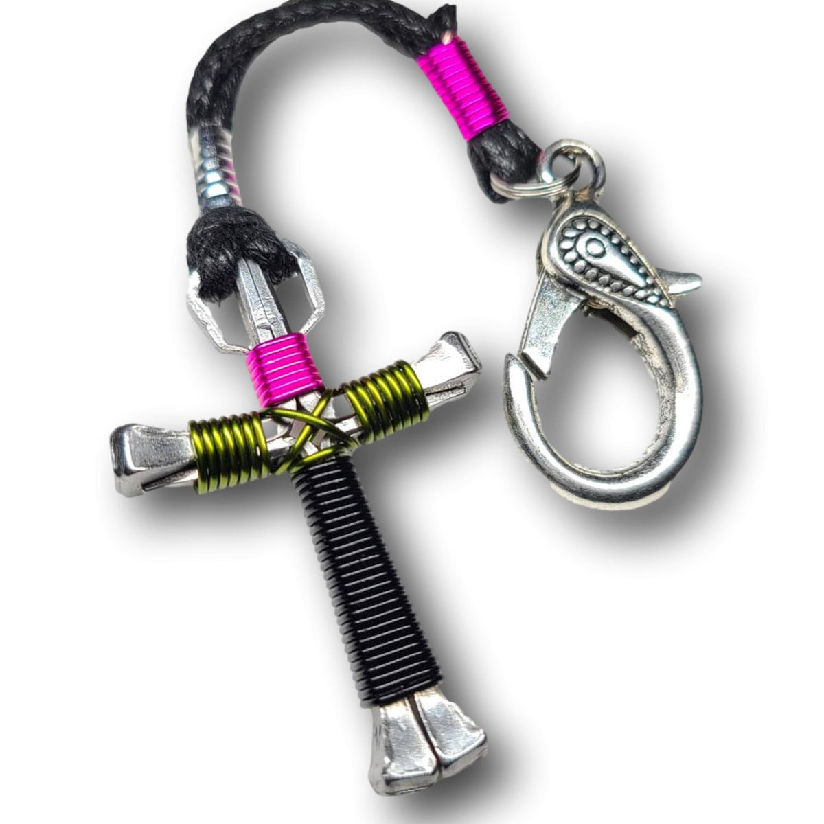 Pink Camo Horseshoe Nail Cross
