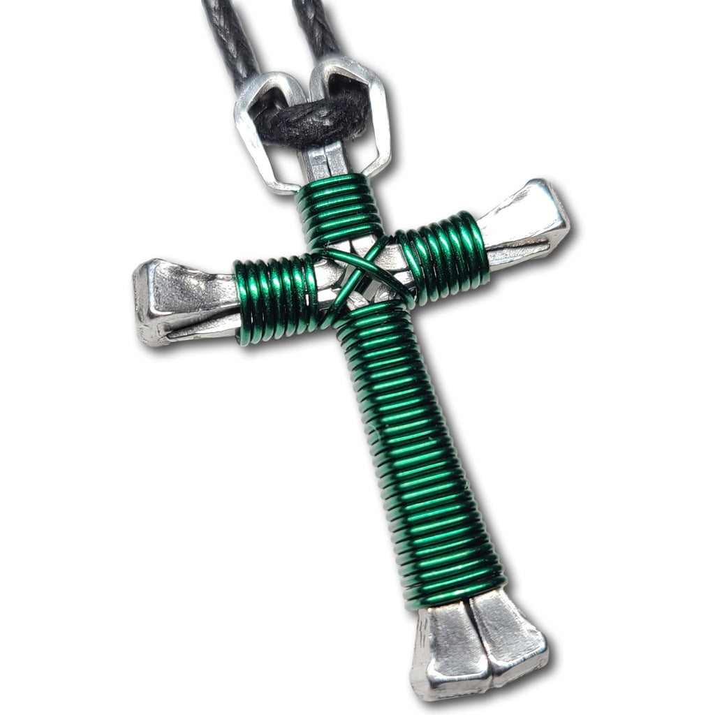 Green Horseshoe Nail Cross