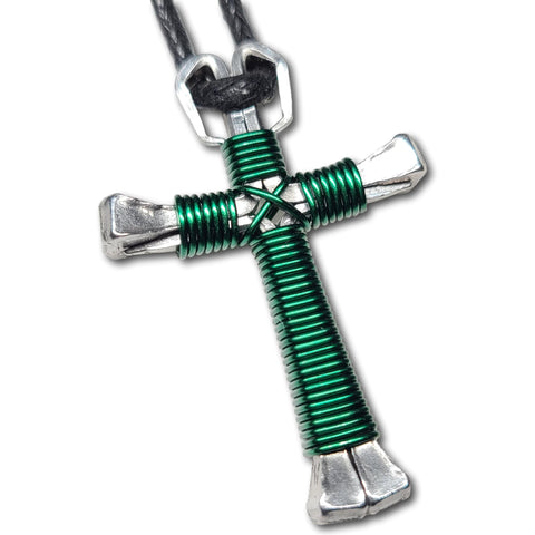 Green Horseshoe Nail Cross