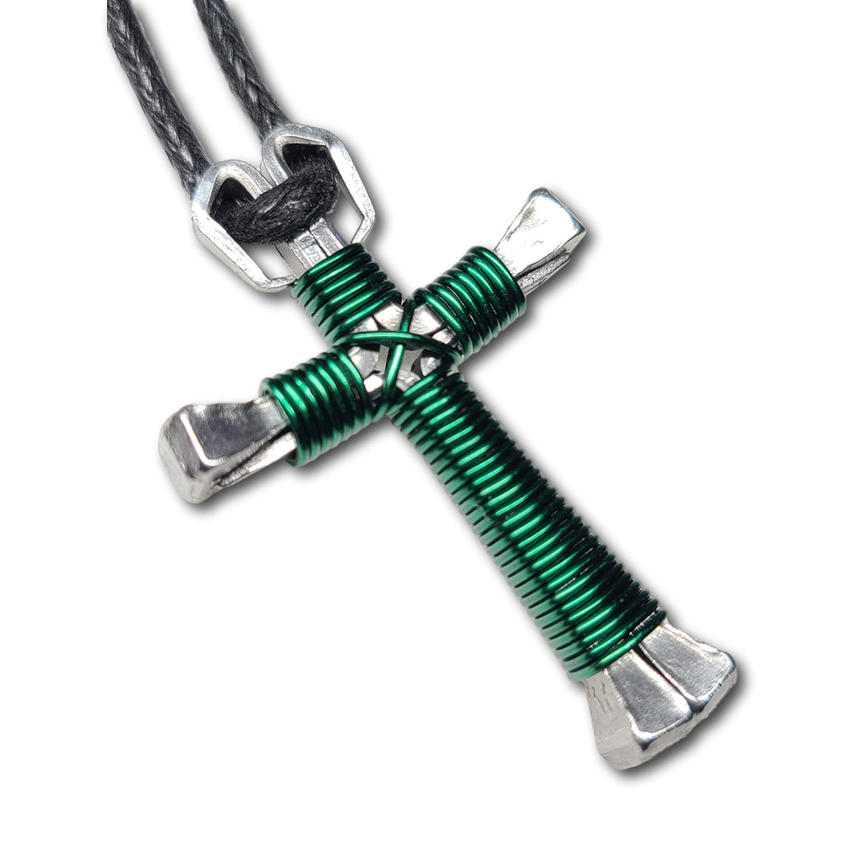 Green Horseshoe Nail Cross