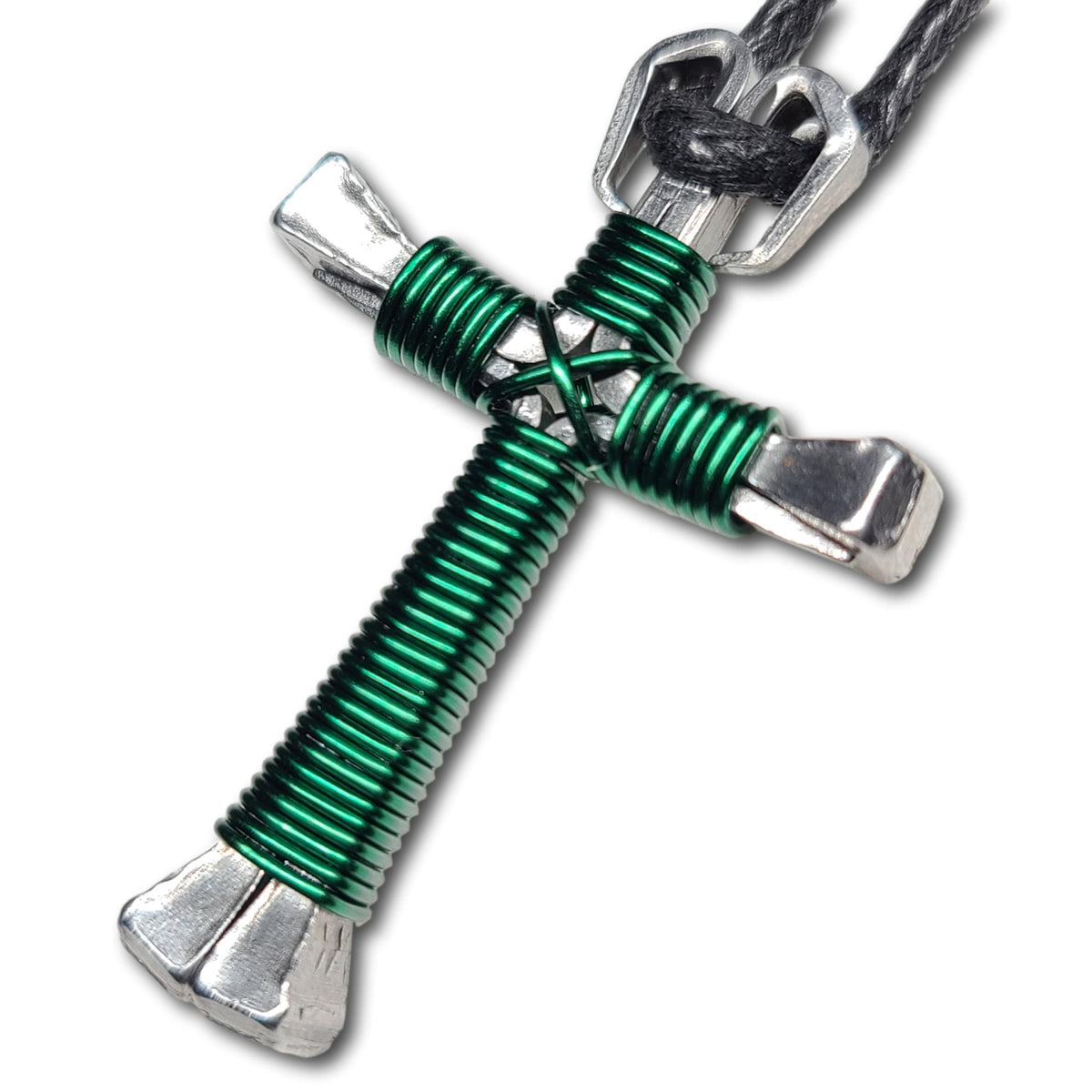 Green Horseshoe Nail Cross