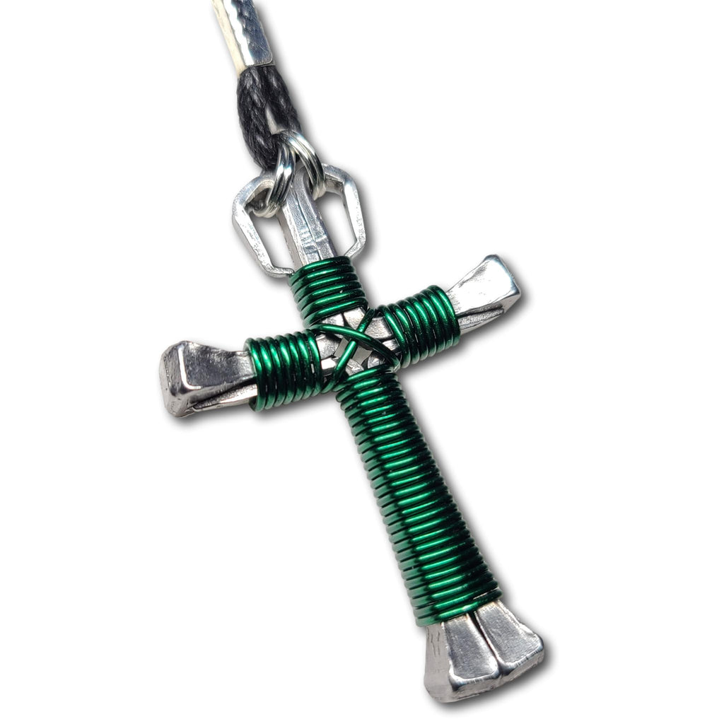 Green Horseshoe Nail Cross
