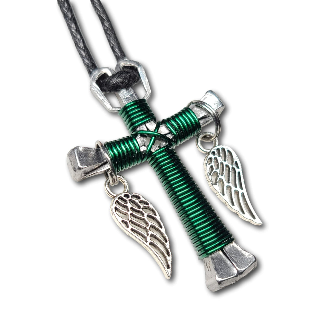 Green Horseshoe Nail Cross