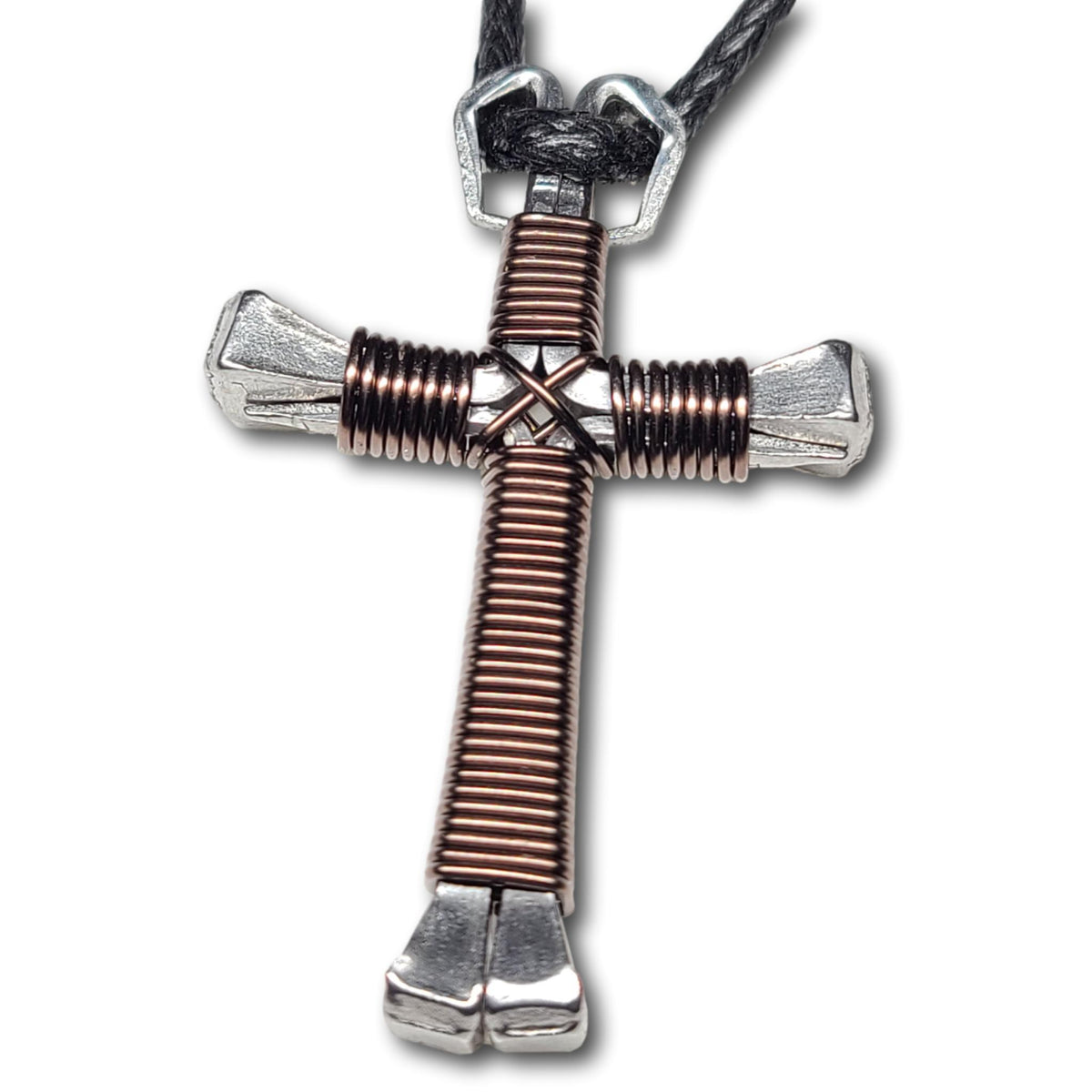 Gunmetal Grey Horseshoe Nail Cross