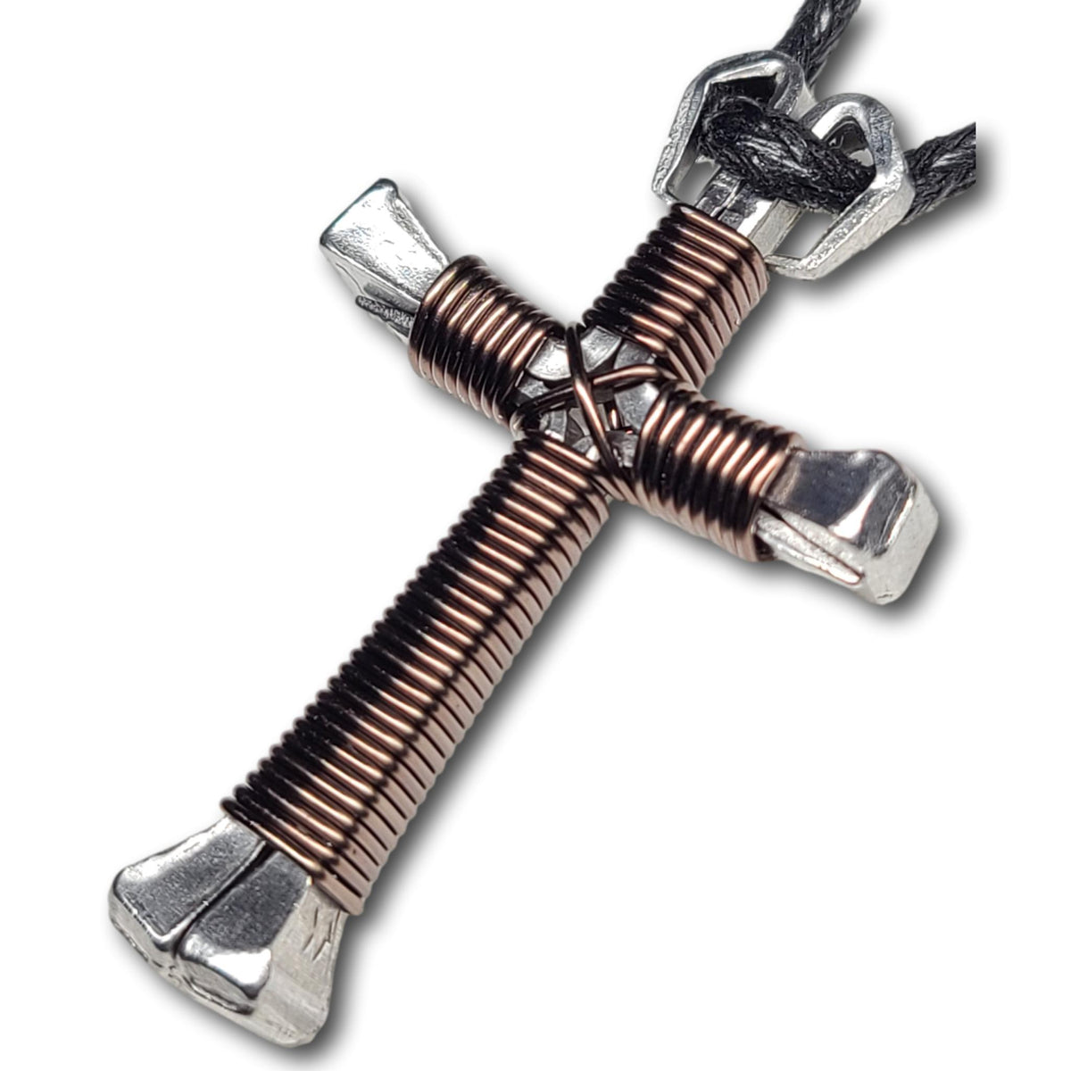 Gunmetal Grey Horseshoe Nail Cross