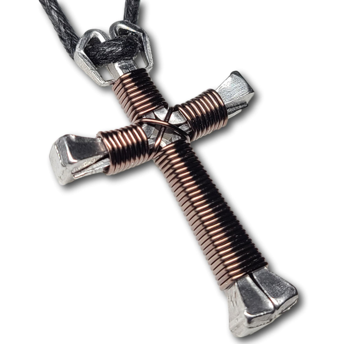 Gunmetal Grey Horseshoe Nail Cross